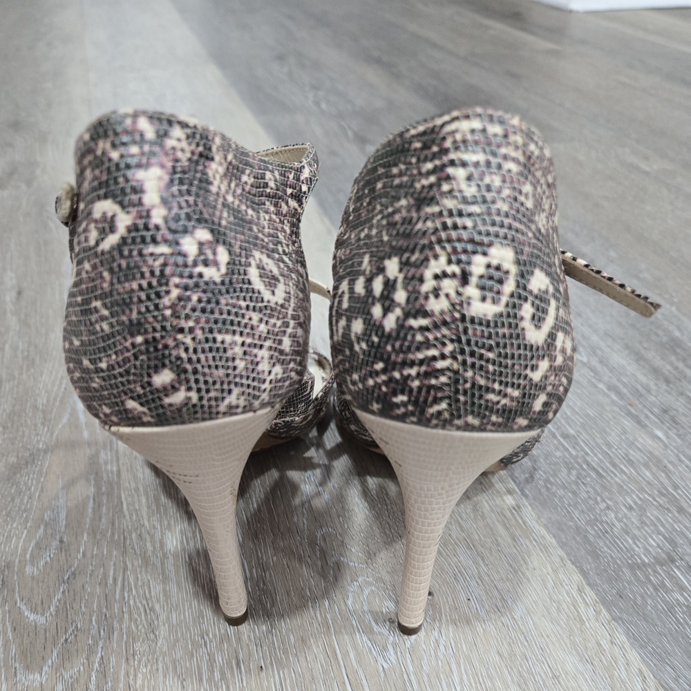 Michael Kors Leather T-Strap Python Print Heels 10 - image 3